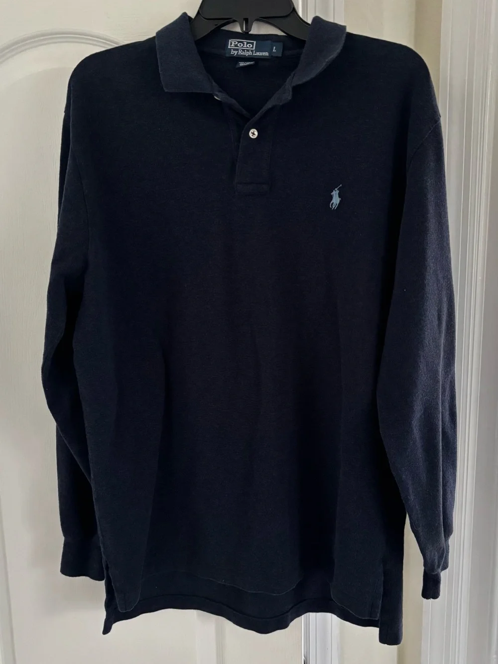 Polo by Ralph Lauren Navy Long-Sleeve Polo with Light Blue Pony